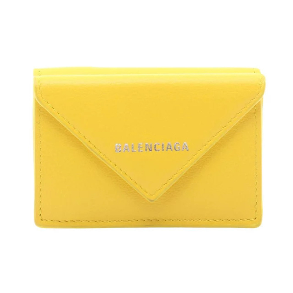 Balenciaga Paper Wallet Tri fold Leather Yellow